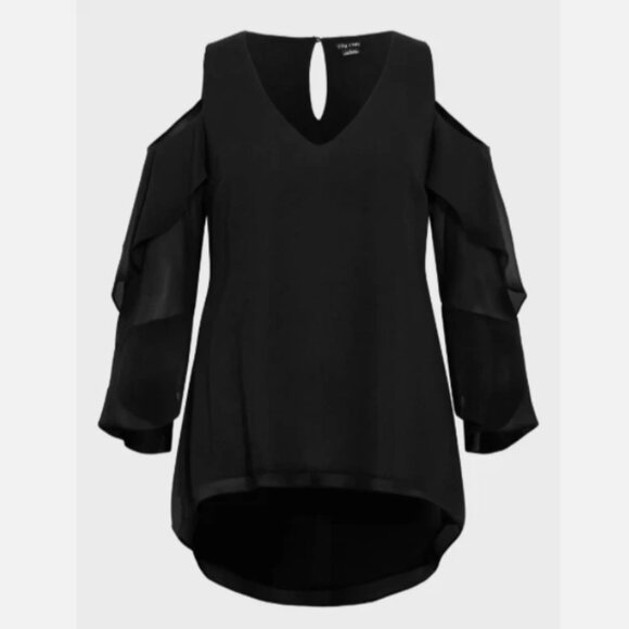 CITY CHIC Plus Size Hi-Low Cold Shoulder Long Sleeve Top - Picture 4 of 11